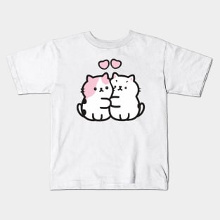 cute cartoon cat couple Valentine Kids T-Shirt